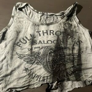 Black and green tank top, rhinestones, slits on the sides, open back
